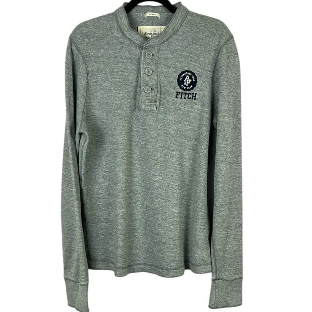 Abercrombie & Fitch Heather Gray Henley Top Size XL